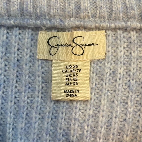 Jessica Simpson | Baby Blue Ribbed Knit Half Zip Sweater - Picture 8 of 11